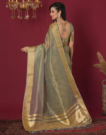 Golden Organza Weaving Mangalagiri Saree