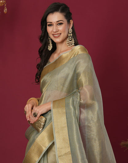 Golden Organza Weaving Mangalagiri Saree