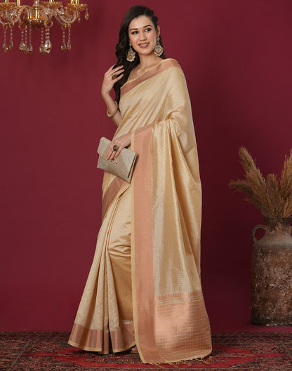 Beige Cotton Weaving Mangalagiri Saree