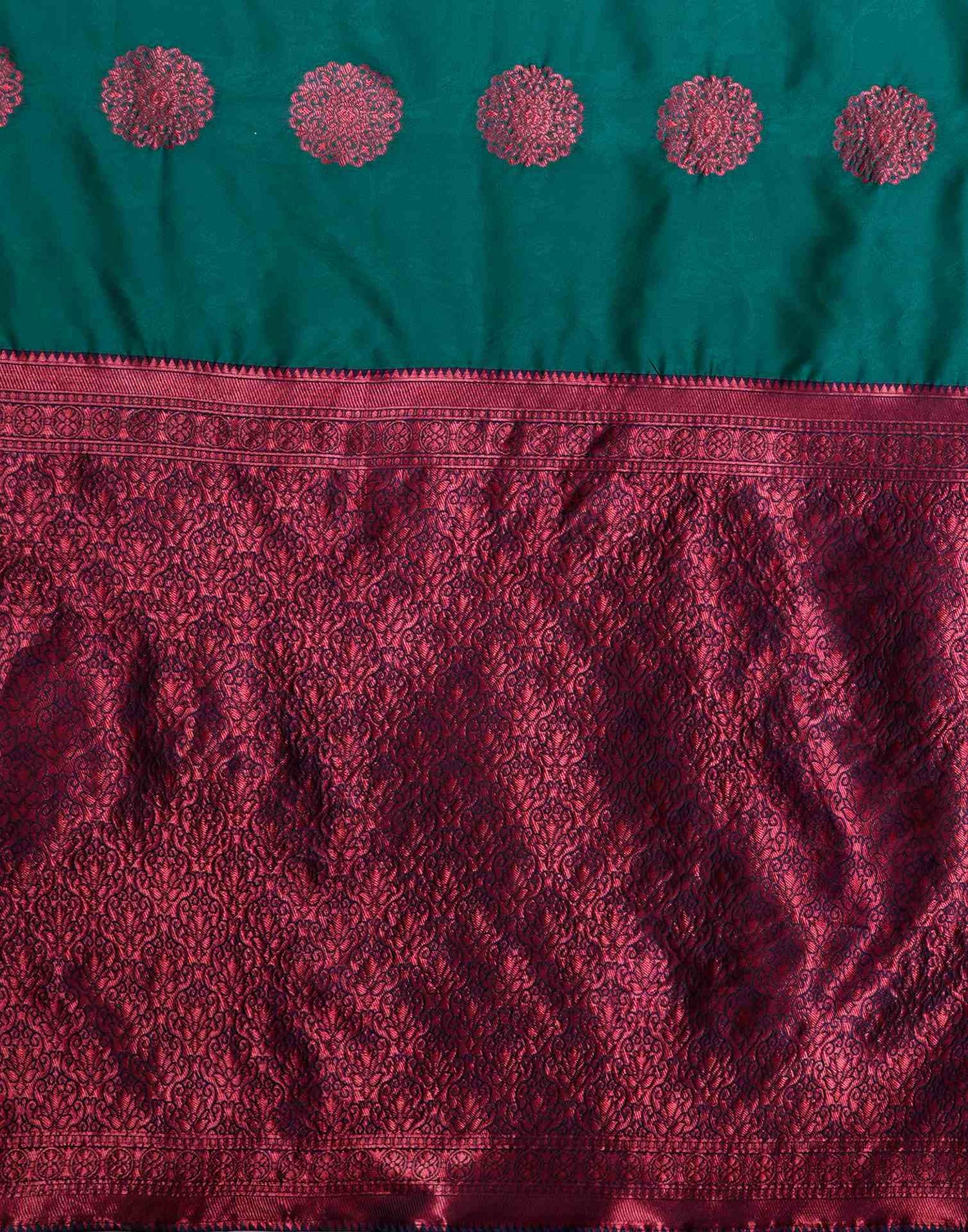 Teal Green Silk Blend Woven Saree