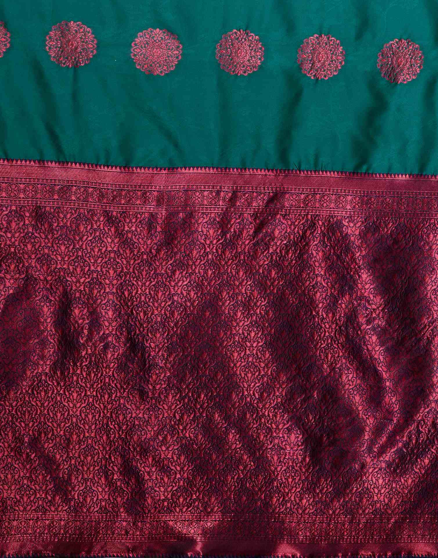 Teal Green Silk Blend Woven Saree