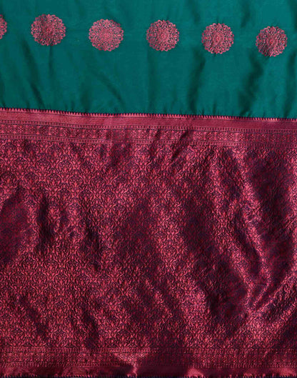 Teal Green Silk Blend Woven Saree