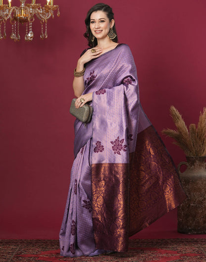 Lavender Silk Blend Woven Woven Saree