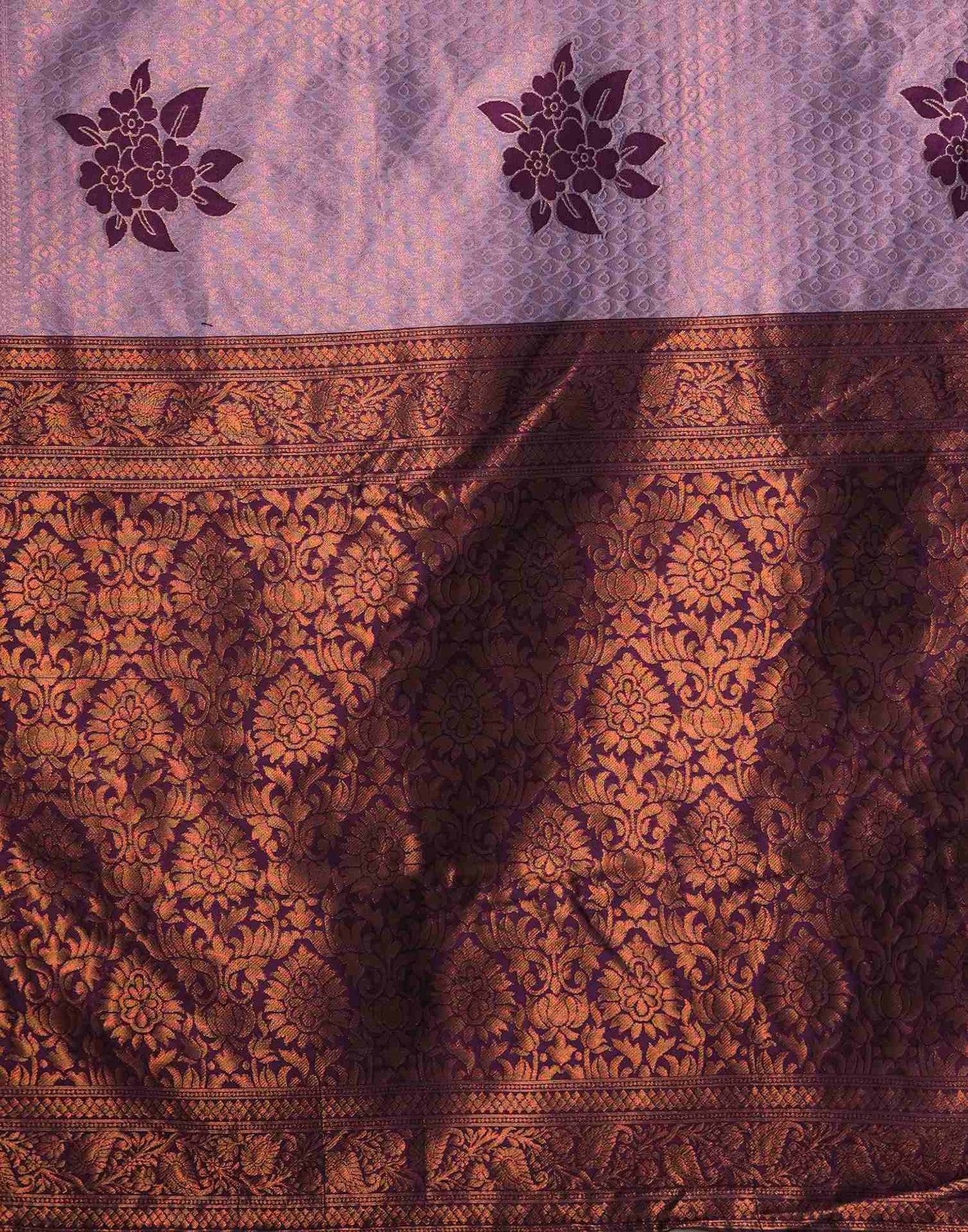 Lavender Silk Blend Woven Woven Saree