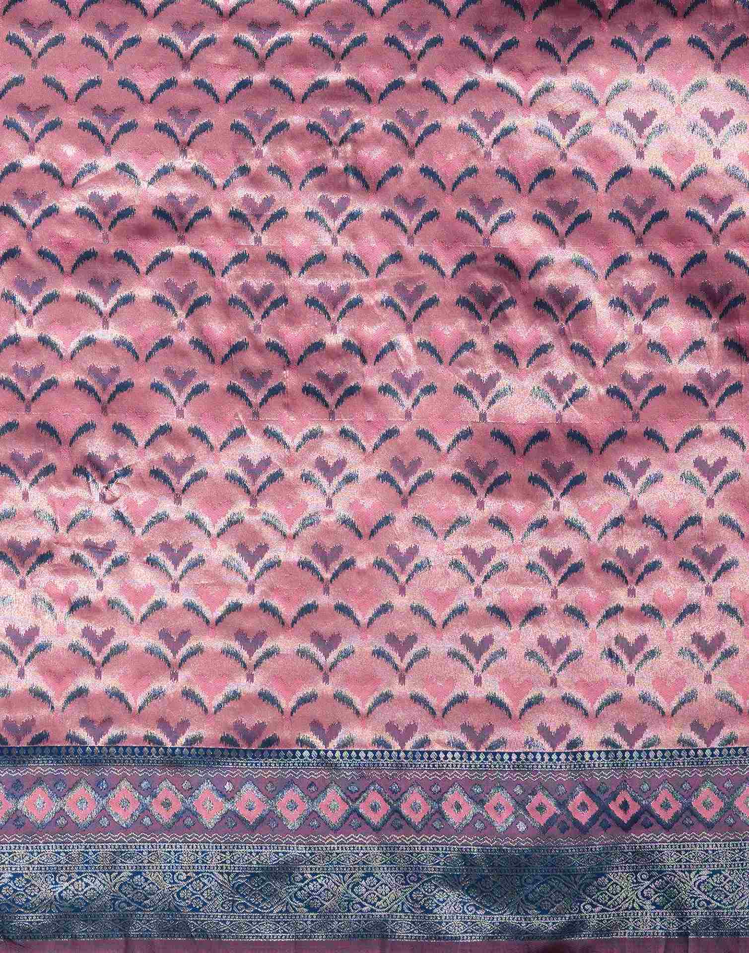 Pink Silk Blend Woven Woven Saree