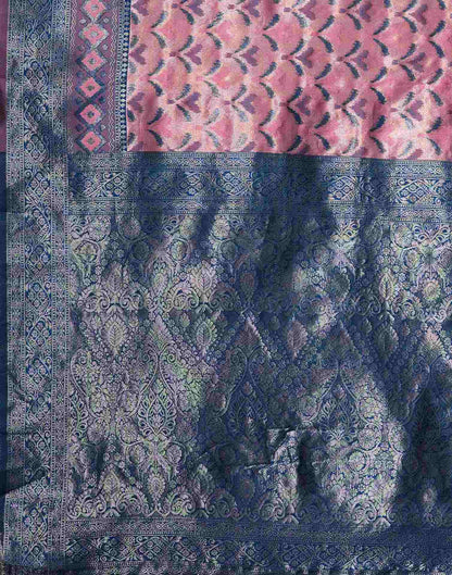 Pink Silk Blend Woven Woven Saree