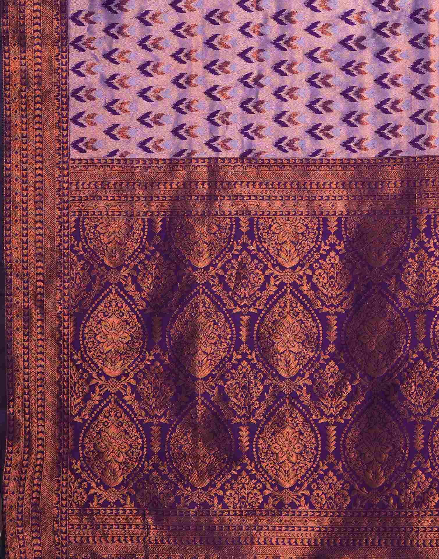 Lavender Silk Blend Woven Woven Saree