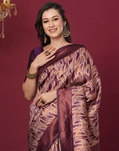 Brown Silk Blend Woven Woven Saree