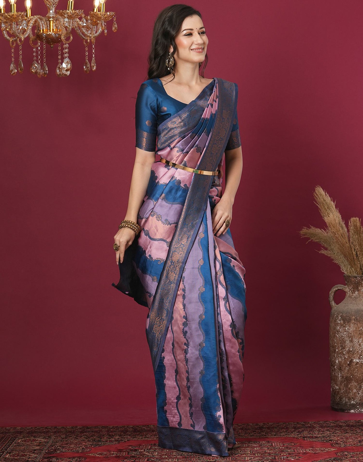 Multicoloured Silk Blend Woven Woven Saree