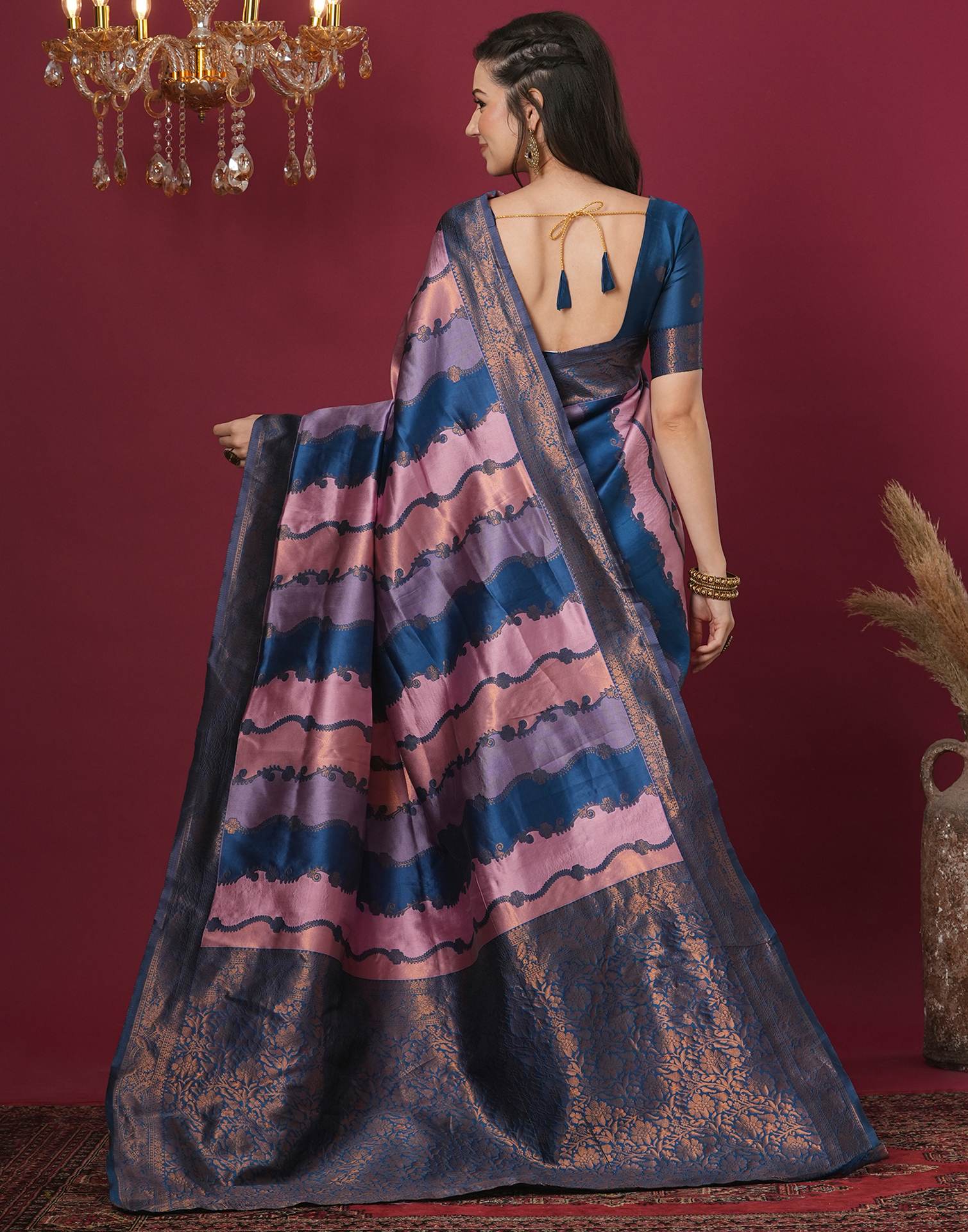 Multicoloured Silk Blend Woven Woven Saree