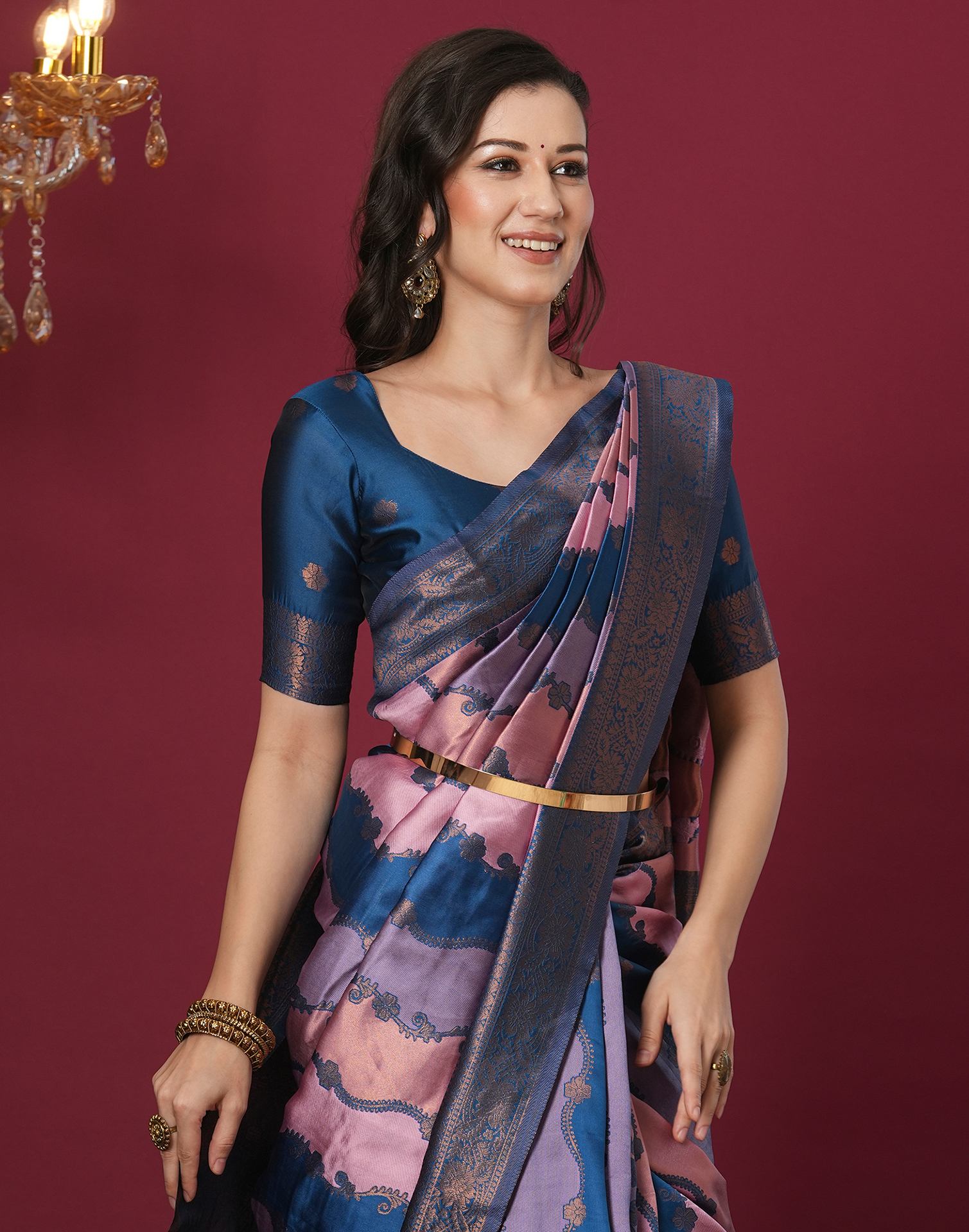 Multicoloured Silk Blend Woven Woven Saree