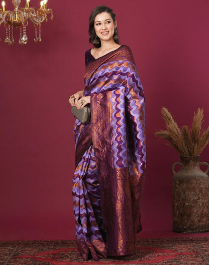 Lavender Silk Blend Woven Woven Saree