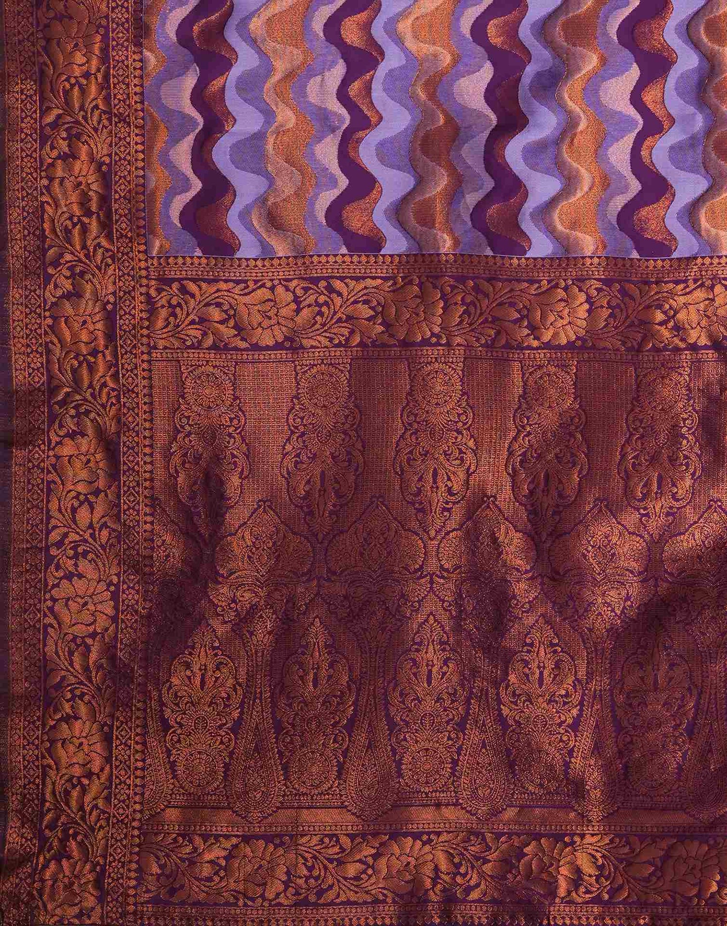 Lavender Silk Blend Woven Woven Saree