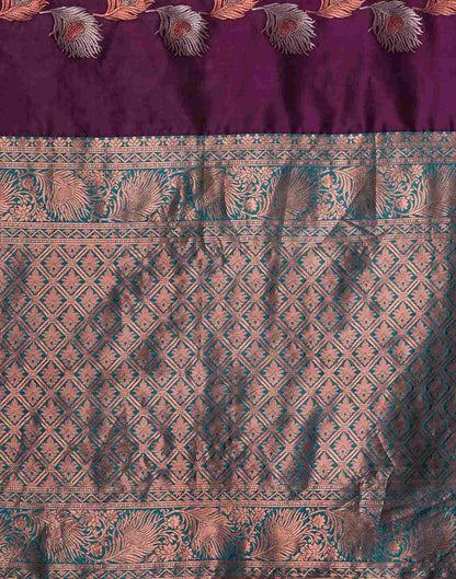 Wine Silk Blend Woven Woven Saree