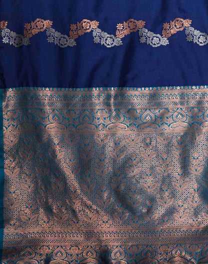 Blue Silk Blend Woven Woven Saree