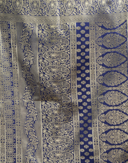 Blue Silk Blend Woven Banarasi Saree