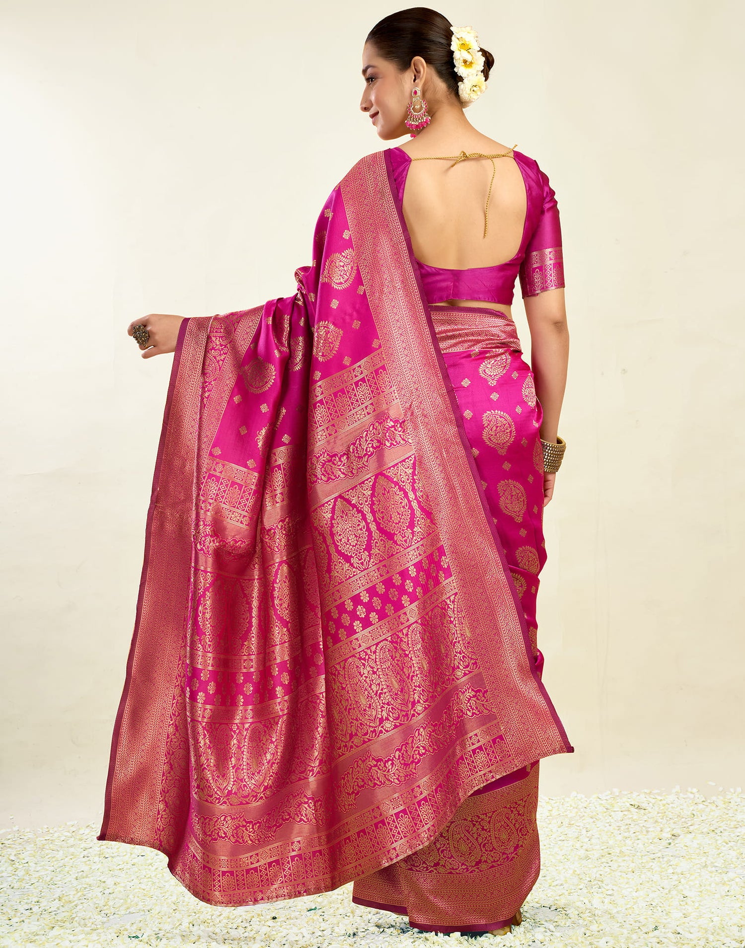 Magenta Silk Weaving Banarasi Saree