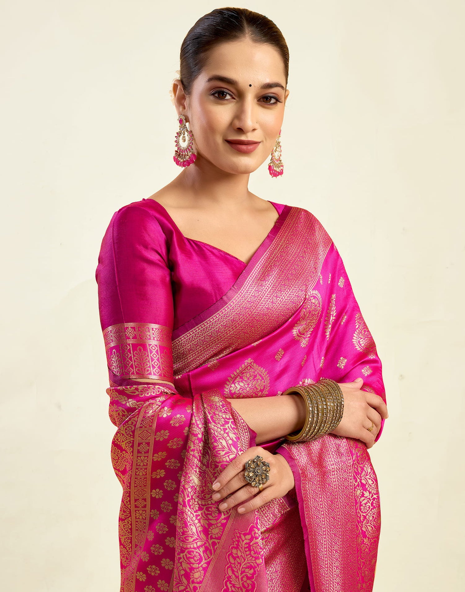 Magenta Silk Weaving Banarasi Saree