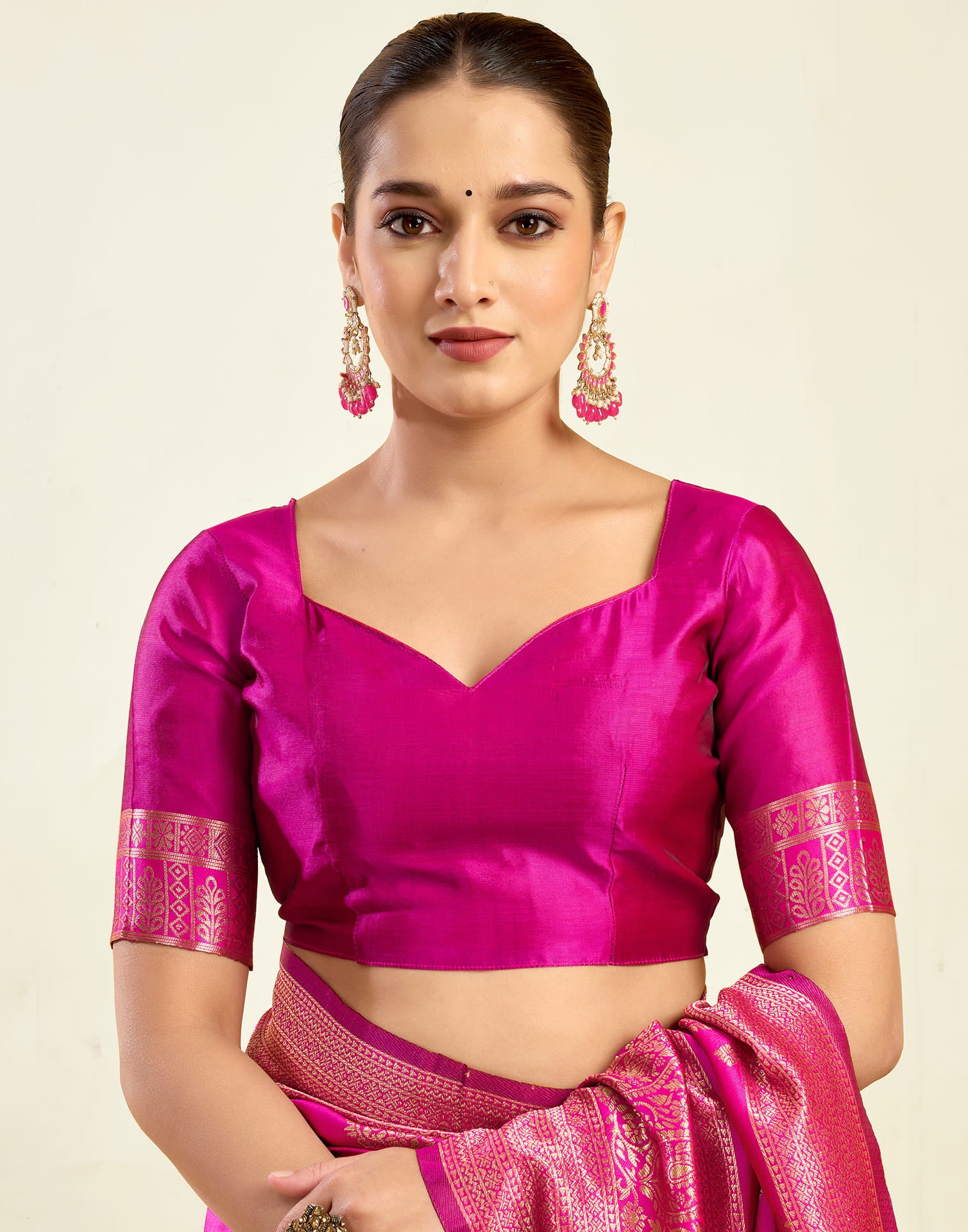 Magenta Silk Weaving Banarasi Saree