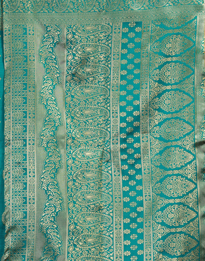 Green Silk Blend Woven Banarasi Saree