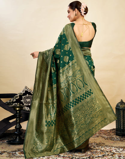 Dark Green Silk Weaving Banarasi Saree