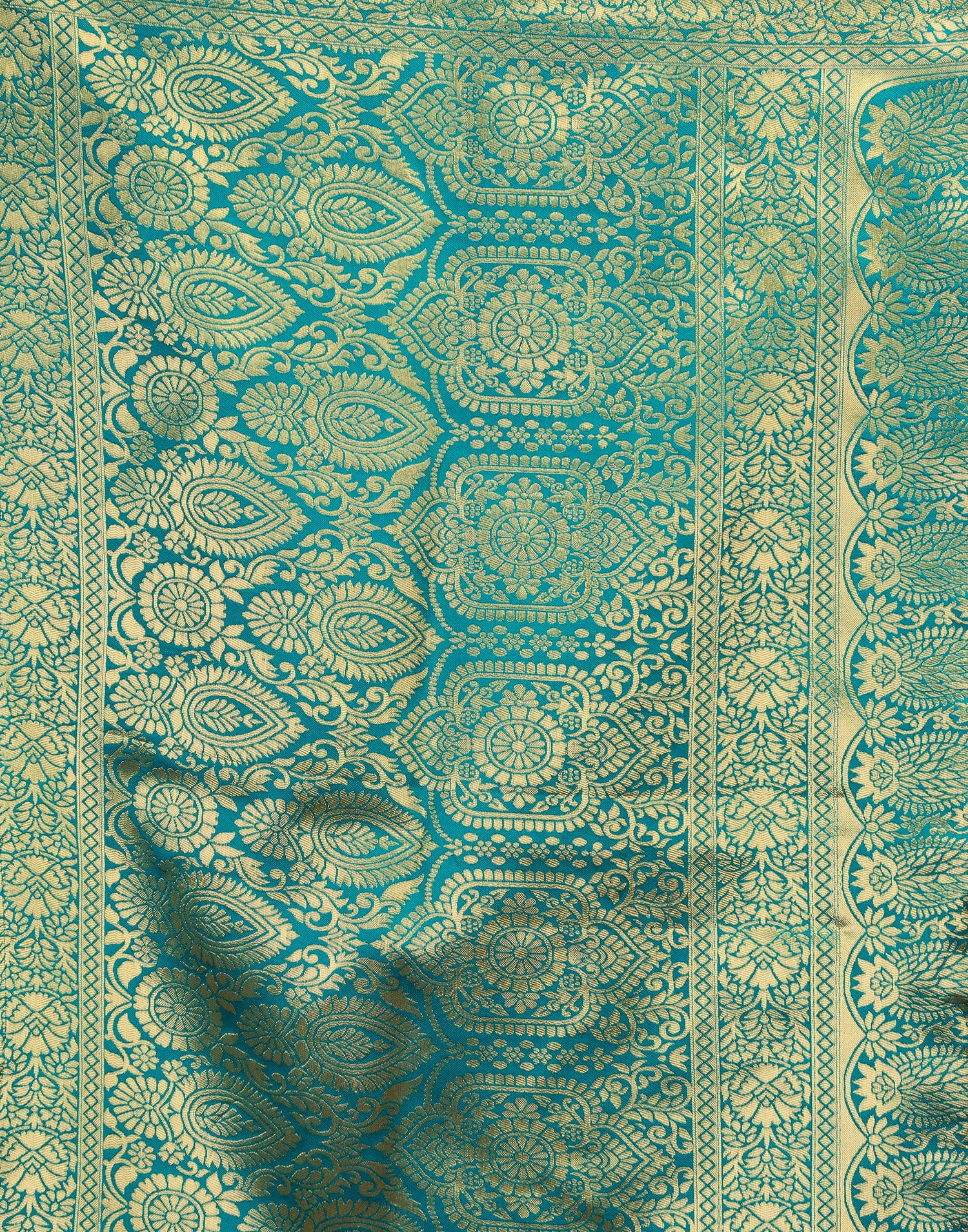 Teal Green Silk Weaving Banarasi Saree