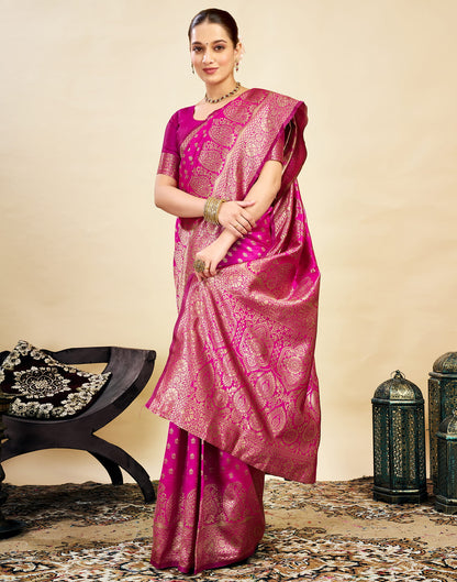 Magenta Silk Weaving Banarasi Saree