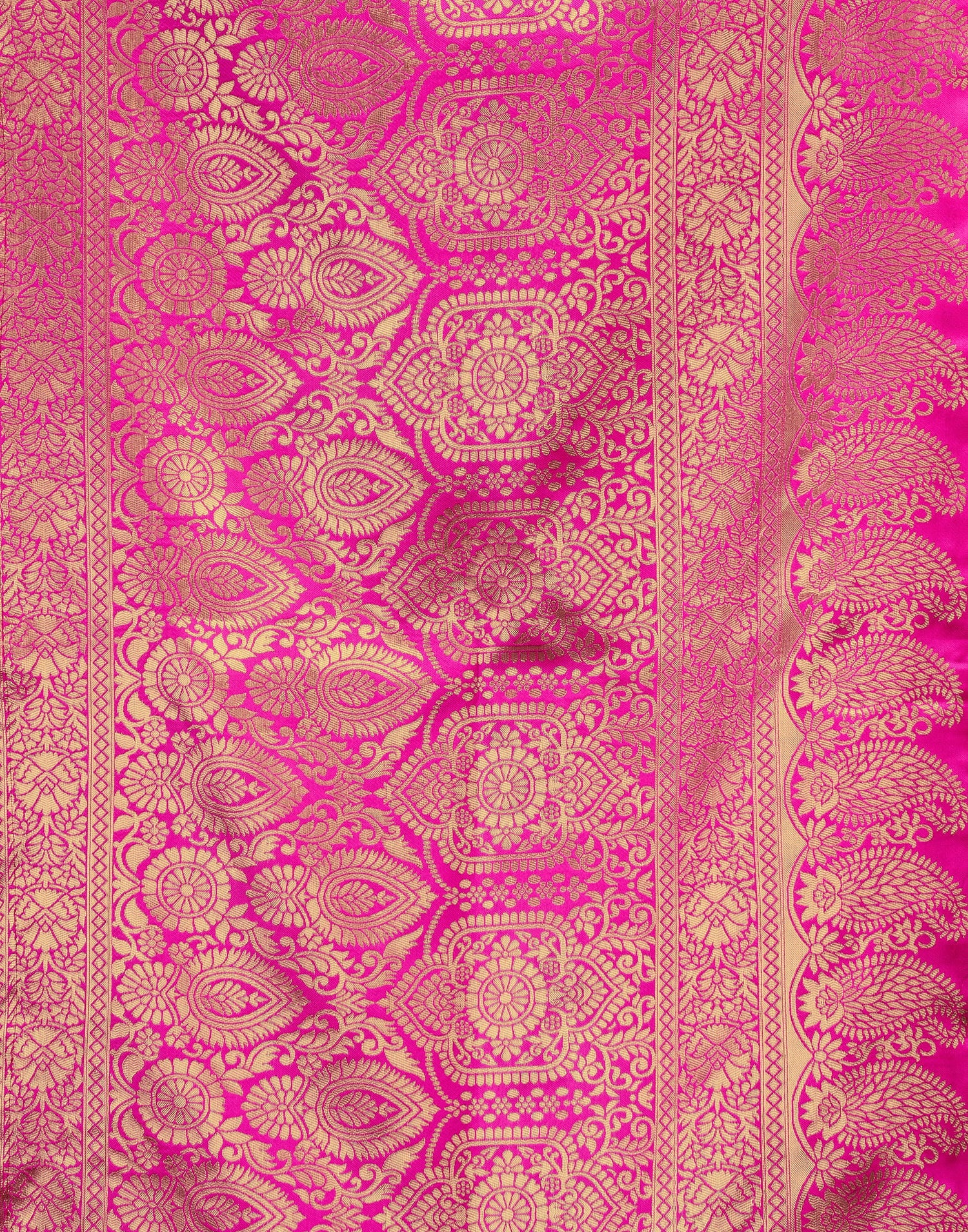 Pink Silk Blend Woven Banarasi Saree