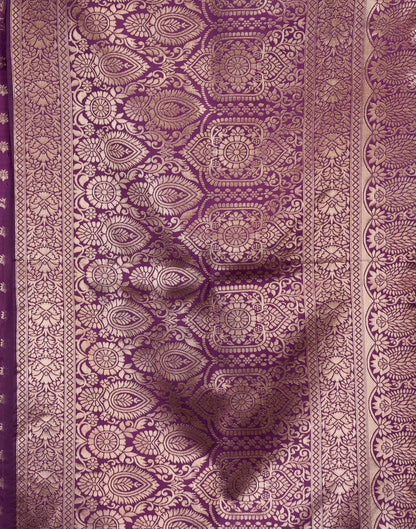 Purple Silk Blend Woven Banarasi Saree