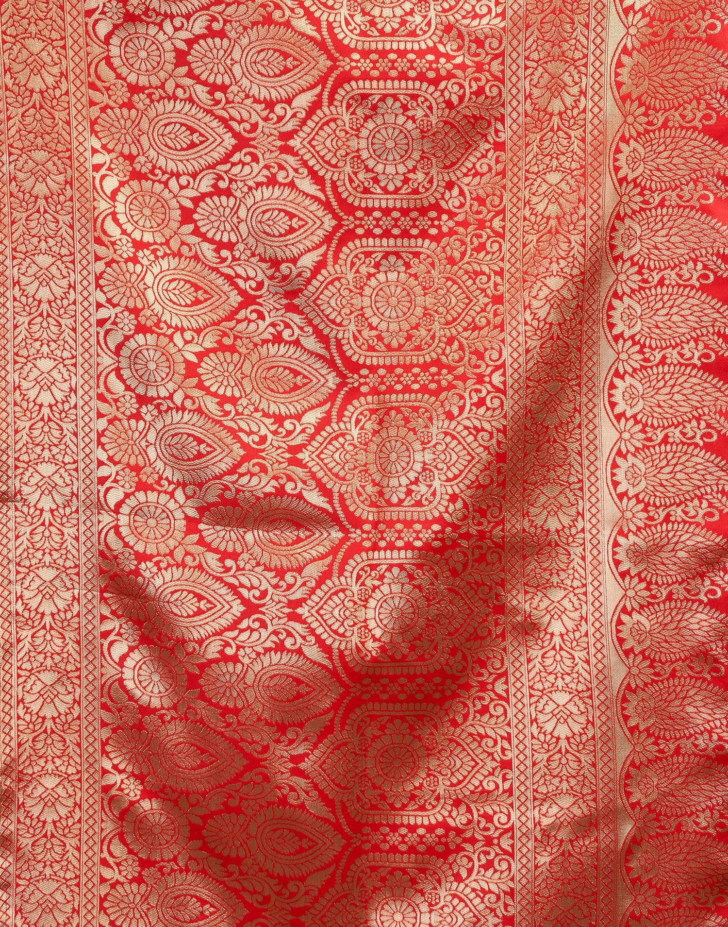 Red Silk Blend Woven Banarasi Saree