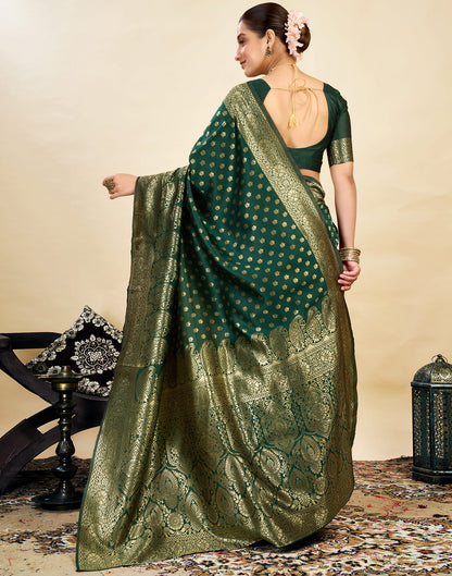 Dark Green Silk Weaving Banarasi Saree