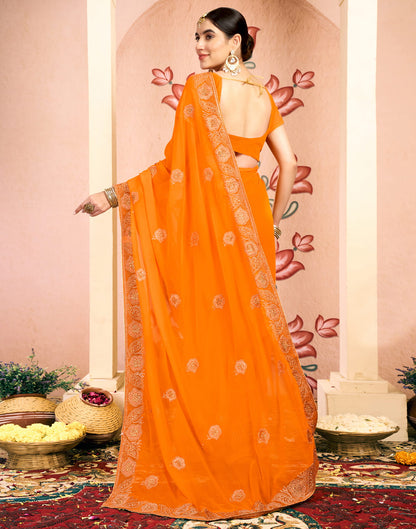 Yellow Georgette Embroidery Embellished Saree