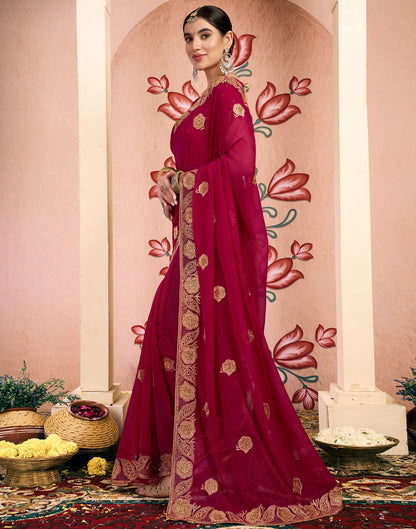 Pink Georgette Embroidery Embellished Saree