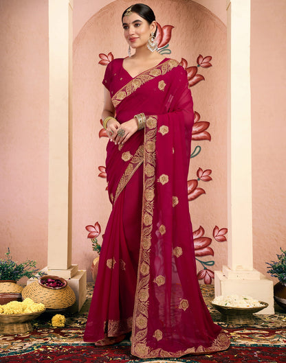 Pink Georgette Embroidery Embellished Saree