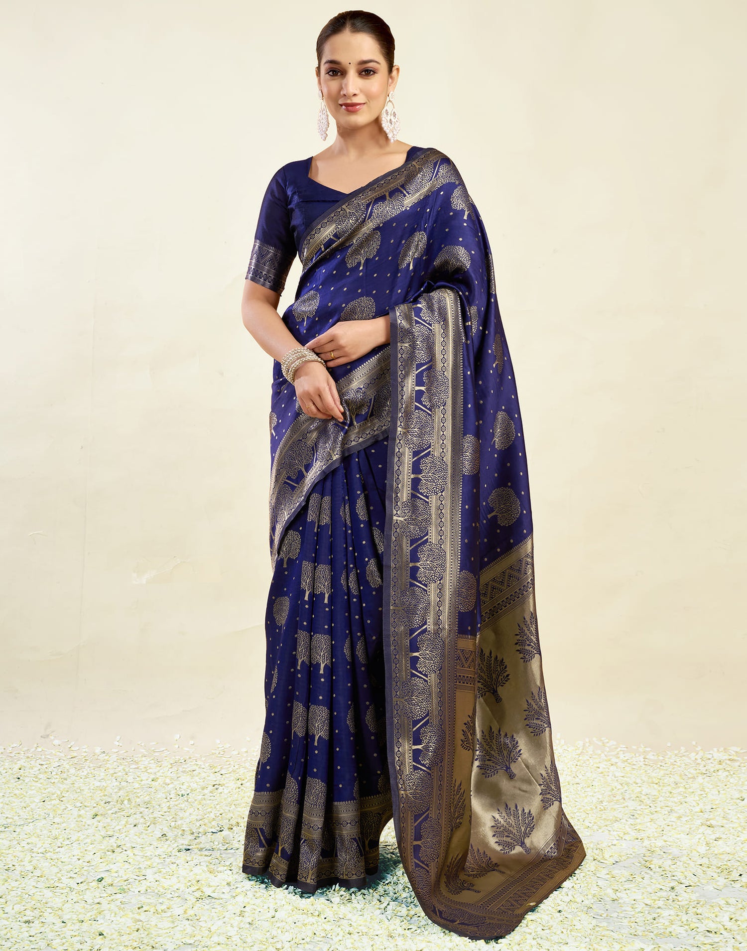 Blue Silk Blend Woven Banarasi Saree