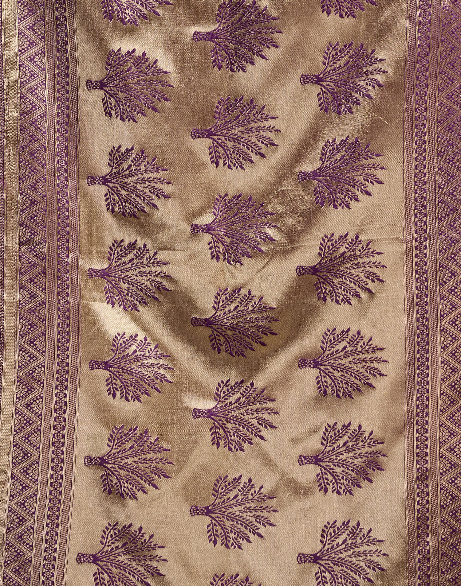 Purple Silk Blend Woven Banarasi Saree