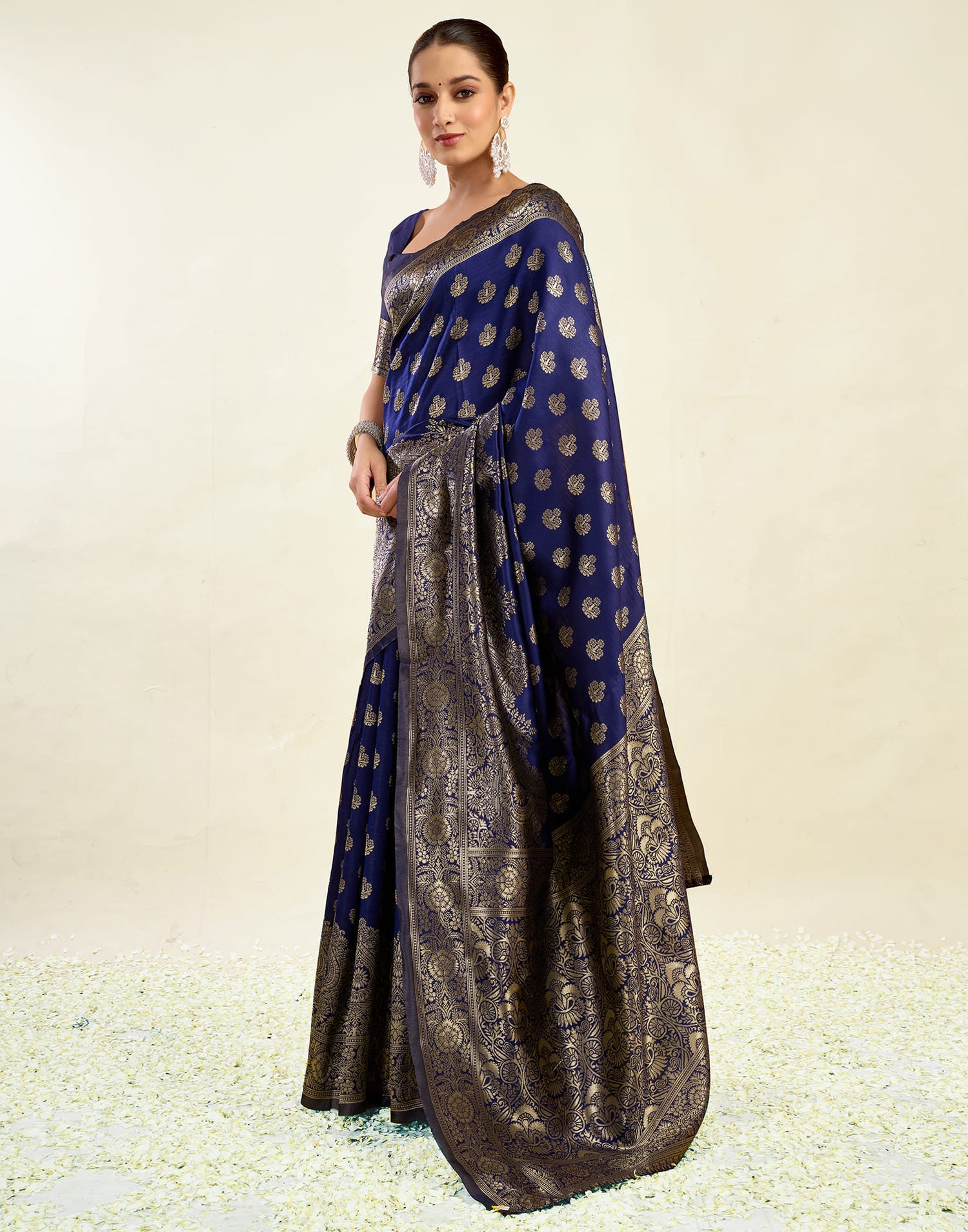 Blue Silk Blend Woven Banarasi Saree