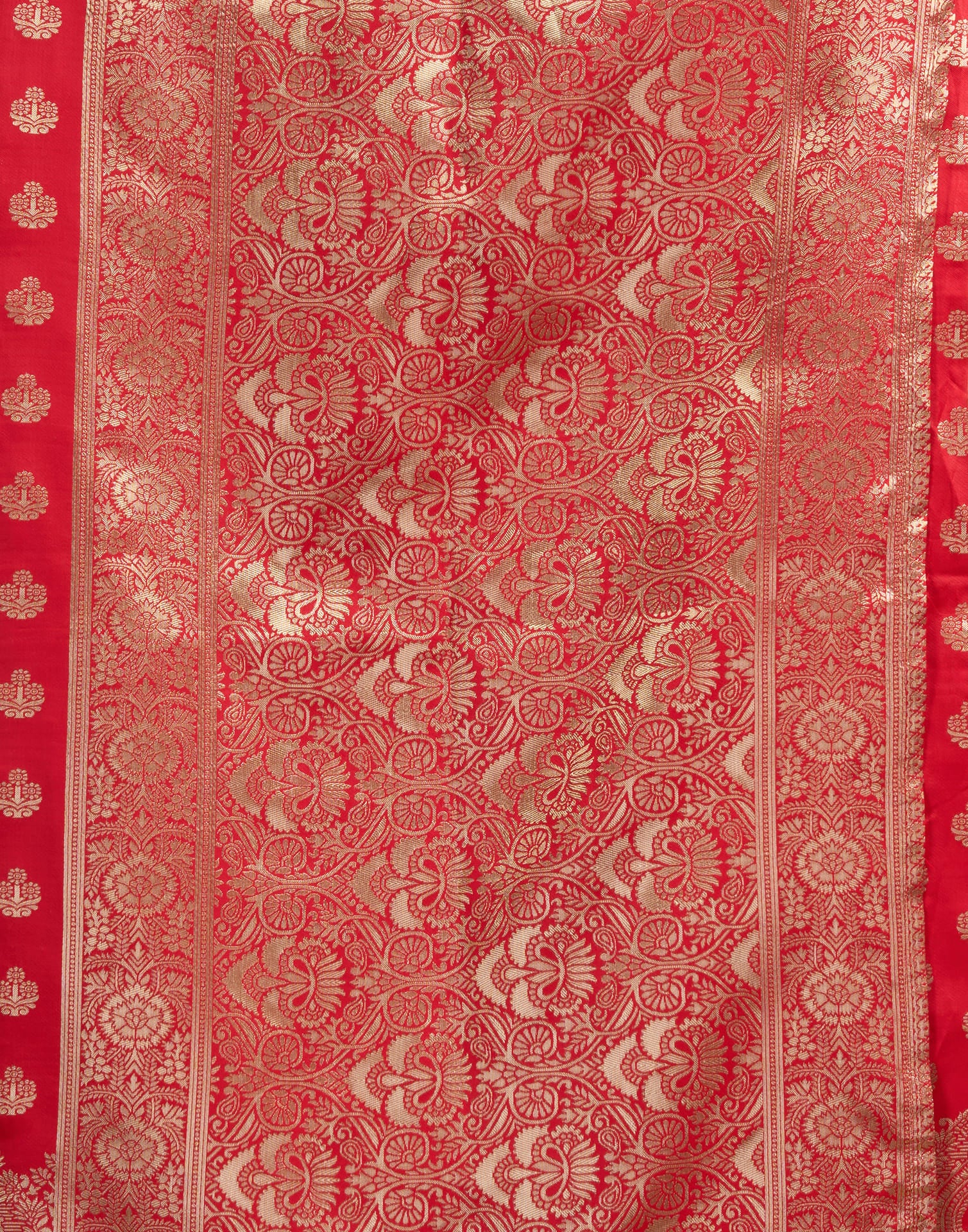 Red Silk Blend Woven Banarasi Saree