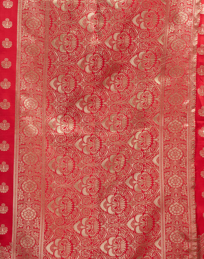 Red Silk Blend Woven Banarasi Saree