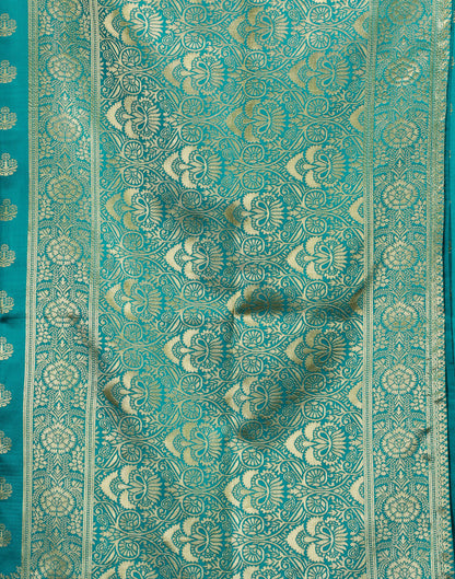 Green Silk Blend Woven Banarasi Saree