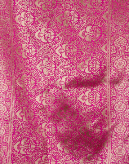 Pink Silk Blend Woven Banarasi Saree