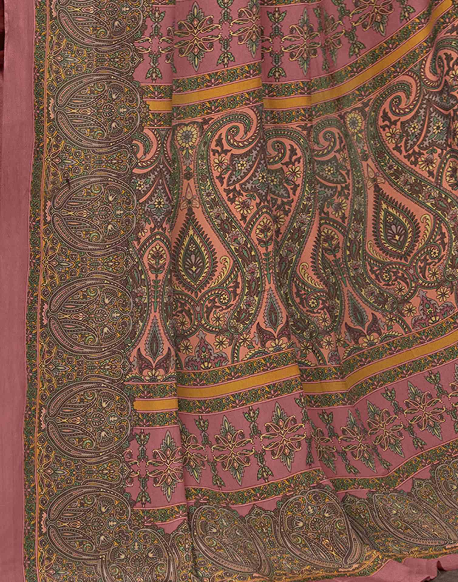 Dusty Pink Silk Printed Saree