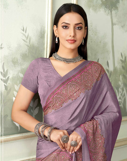 Mauve Silk Printed Saree