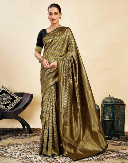 Black Silk Weaving Kanjivaram Saree