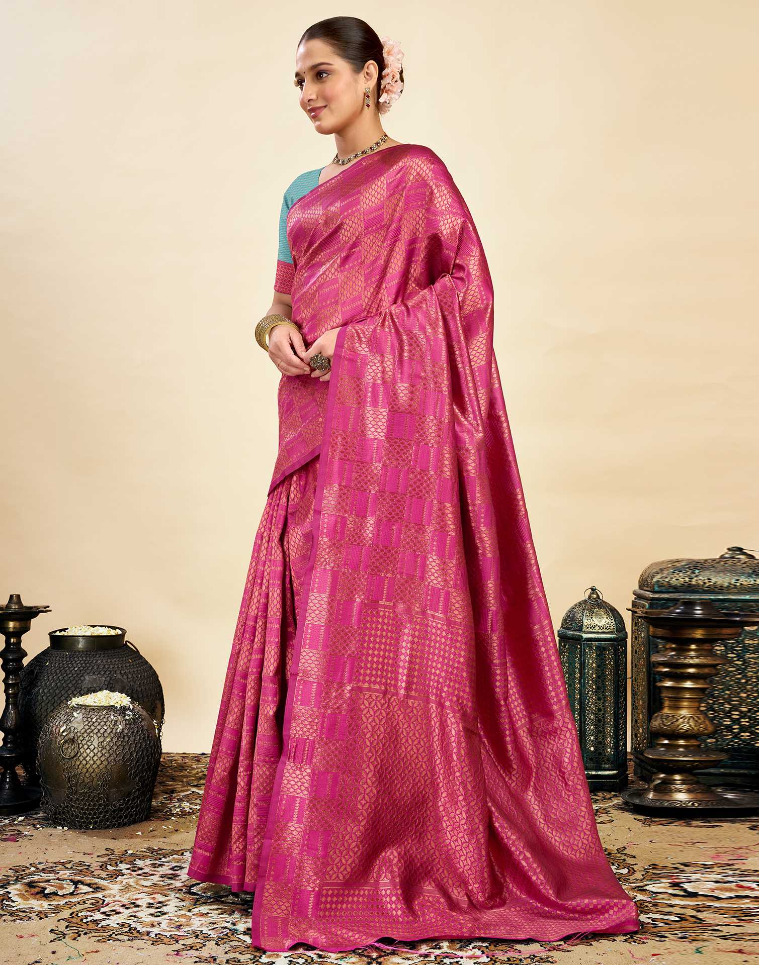 Magenta Silk Weaving Banarasi Saree