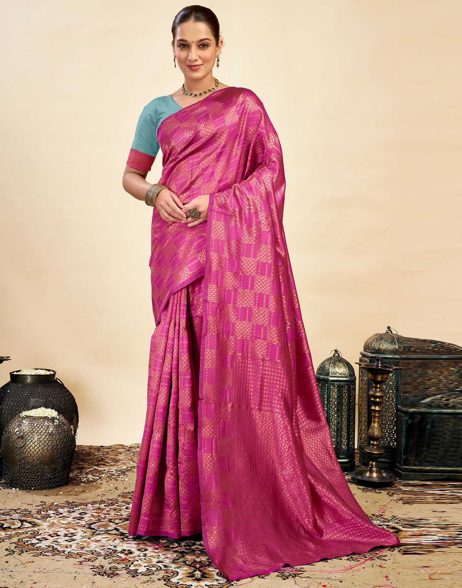 Magenta Silk Weaving Banarasi Saree