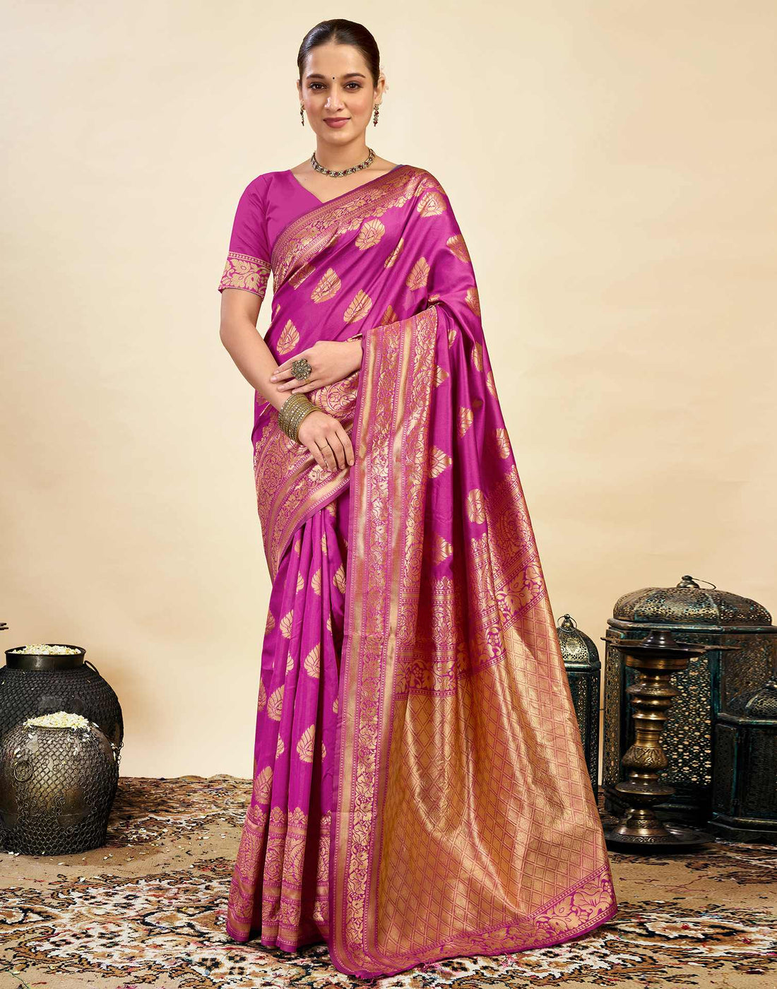 Magenta Silk Weaving Banarasi Saree