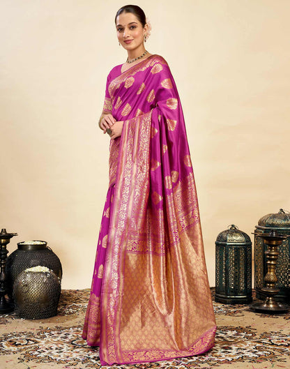 Magenta Silk Weaving Banarasi Saree