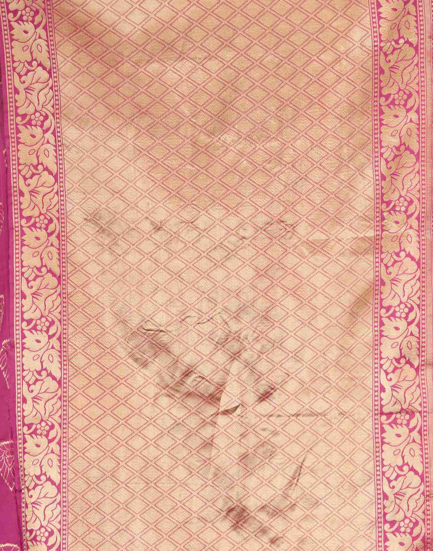 Pink Silk Blend Woven Banarasi Saree