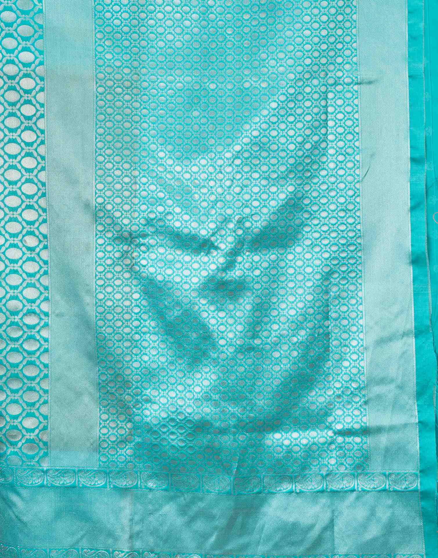 Turquoise Silk Weaving Kanjivaram Saree